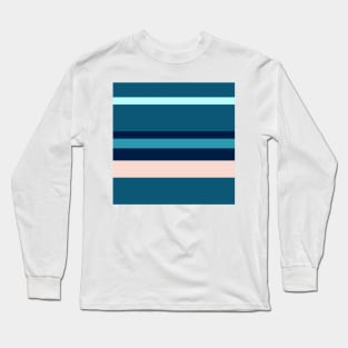 A singular joint of Navy, Blue Sapphire, Christmas Blue, Pale Cyan and Champagne Pink stripes. Long Sleeve T-Shirt